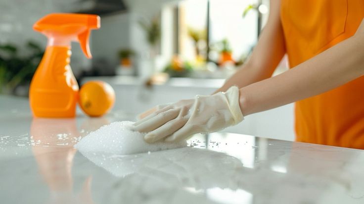 kitchen countertop marble cleaning